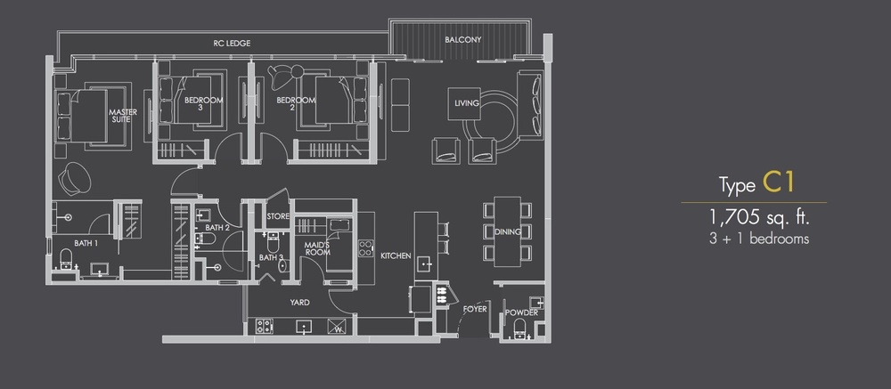 Reflection Residences Type C1 Floor Plan